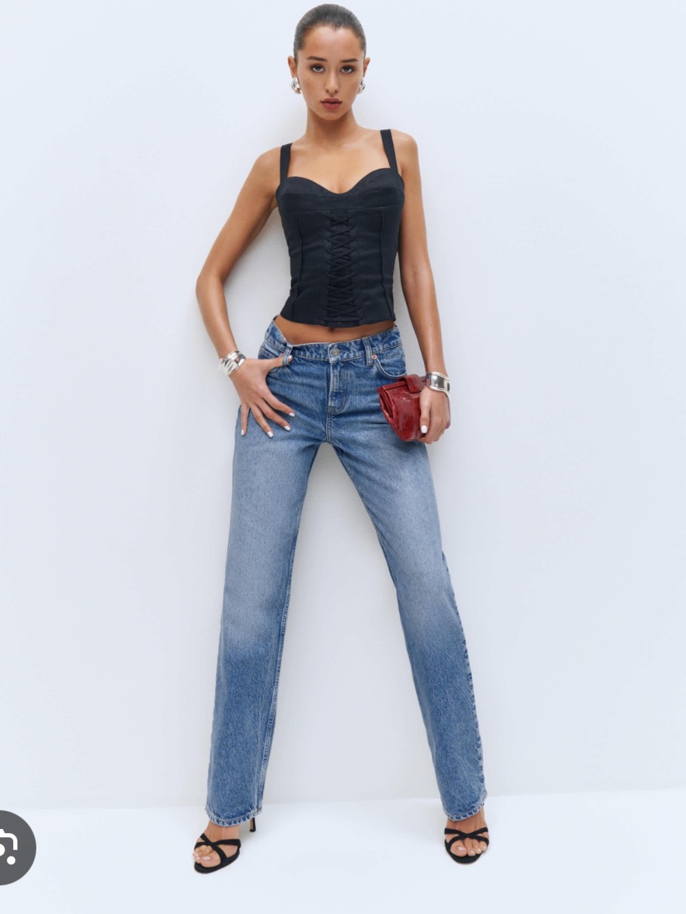 NWOT Reformation Straight-Leg Abby Jeans in Mid Blue